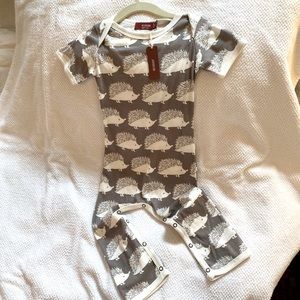 NWT Baby Boy 12-18 months Mud Pie hedgehog 🦔 short sleeve sleeper onesie.